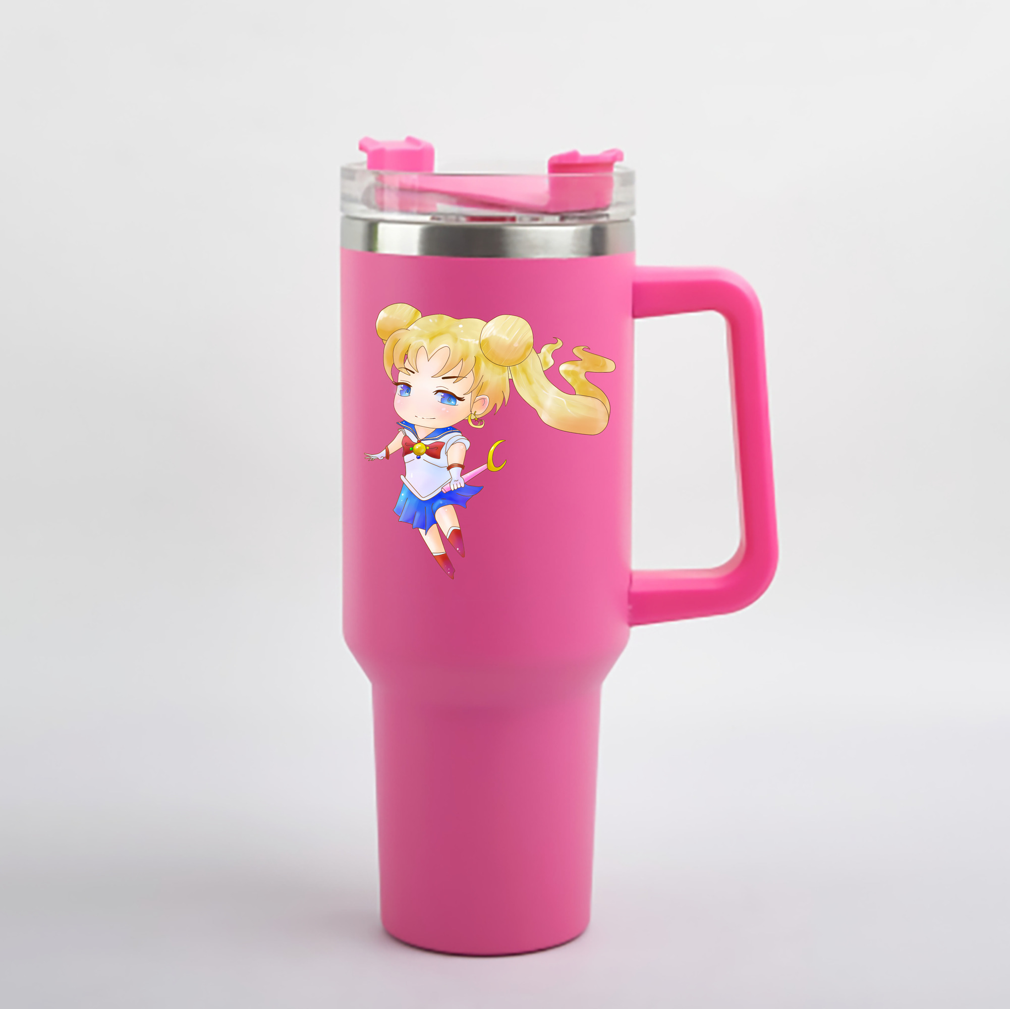 （画像用） 美少女戦士セーラームーン 愛野 美奈子 あいの みなこ Sailor Moon Aino Minako 1200mL車用タンブラー - クリスタルステッカー（プラスチックストロー付き）